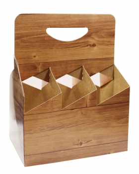 Flaschenträger-Karton 6er Holz für 6x500ml Bierflaschen bis 70mm Durchmesser
